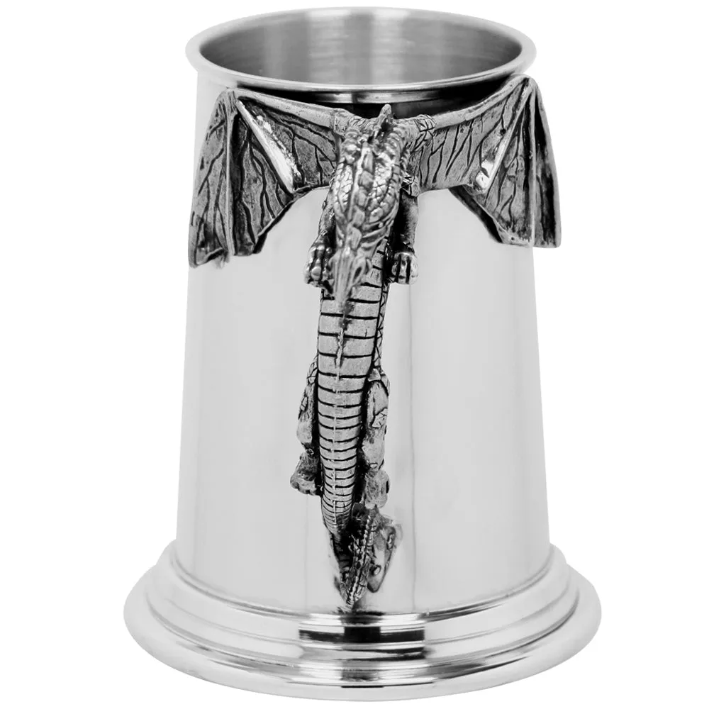 1 Pint* Heavy Style Pewter Beer Mug Tankard with Mystic Dragon Handle