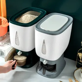 10KG Automatic Plastic Cereal Dispenser Storage Box Measuring Cup Kitchen Food Tank Rice Container Organizer Grain Storage Cans