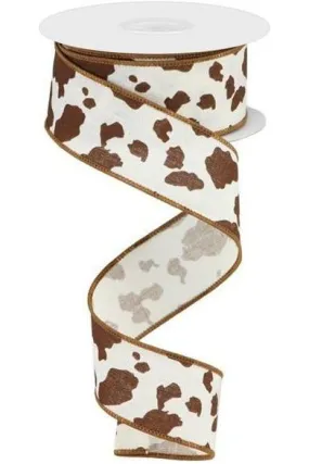 1.5" Cowhide Print Ribbon: Brown & White (10 Yards)