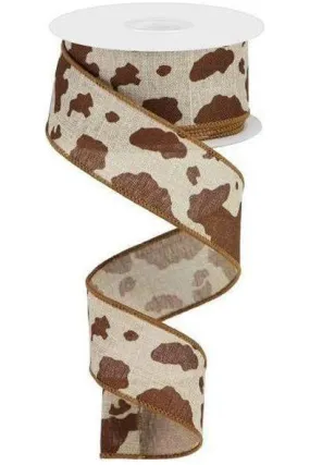 1.5" Cowhide Print Ribbon: Natural & Brown (10 Yards)