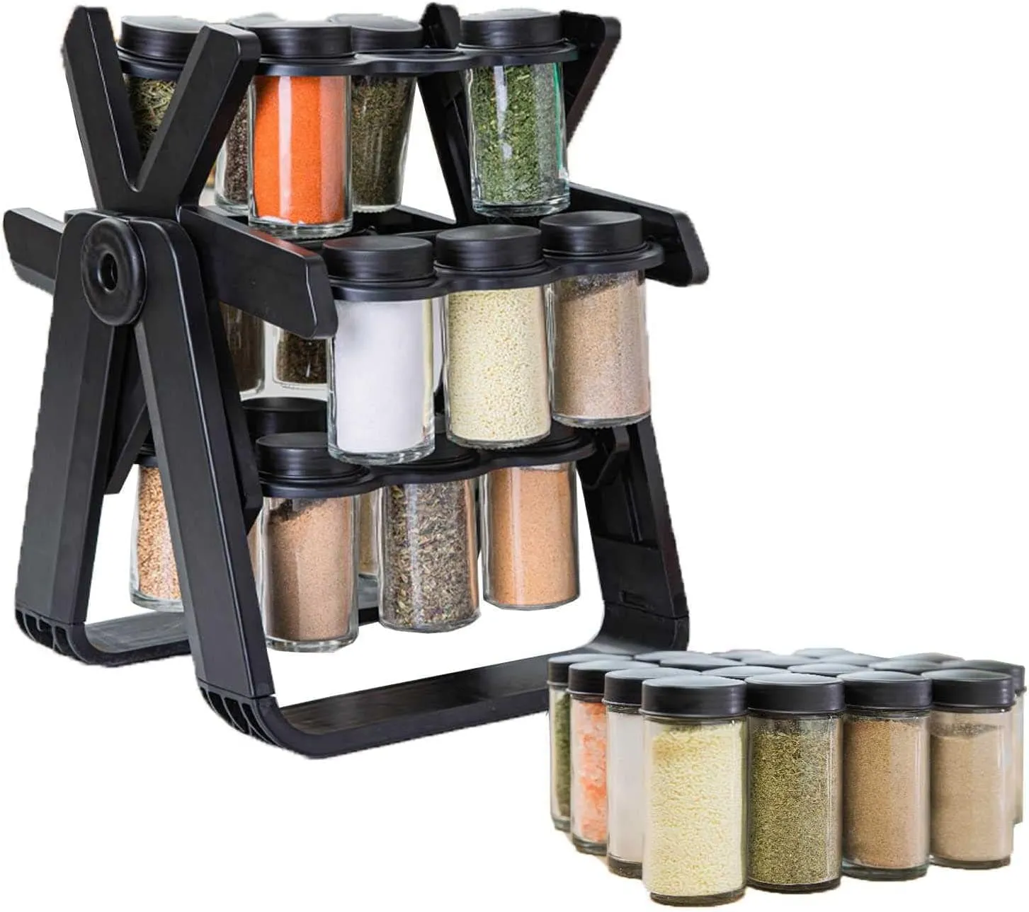 18pcs Rotating Ferris Wheel Glass Seasoning Rack