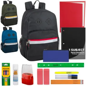 18" Reflective Strap Backpack with 20-Piece School Supply Kit - Boys