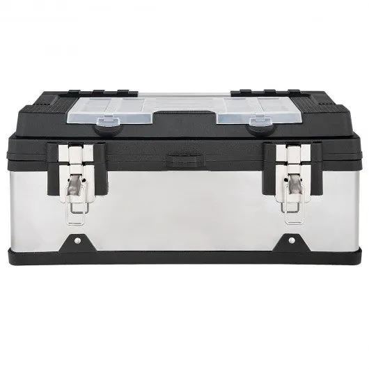 18" Tool Box Stainless Steel and Plastic Portable Organizer with Lid