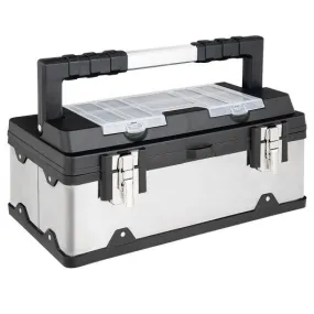 18" Tool Box Stainless Steel and Plastic Portable Organizer with Lid