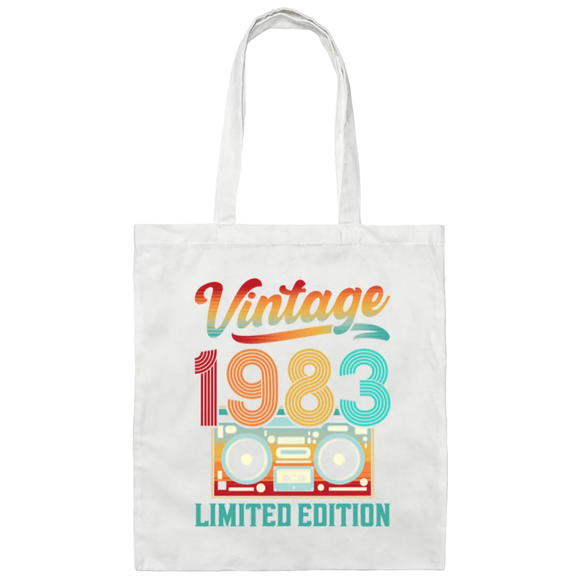 1983 Limited Edition, Vintage Cassette, 1983 Birthday Canvas Tote Bag