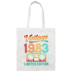 1983 Limited Edition, Vintage Cassette, 1983 Birthday Canvas Tote Bag