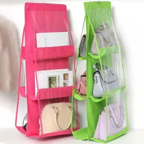 6 Pocket Purse Organizer, Dust-Proof Storage Bag Holder, Hanging Handbag Organizer, Purse Organizer