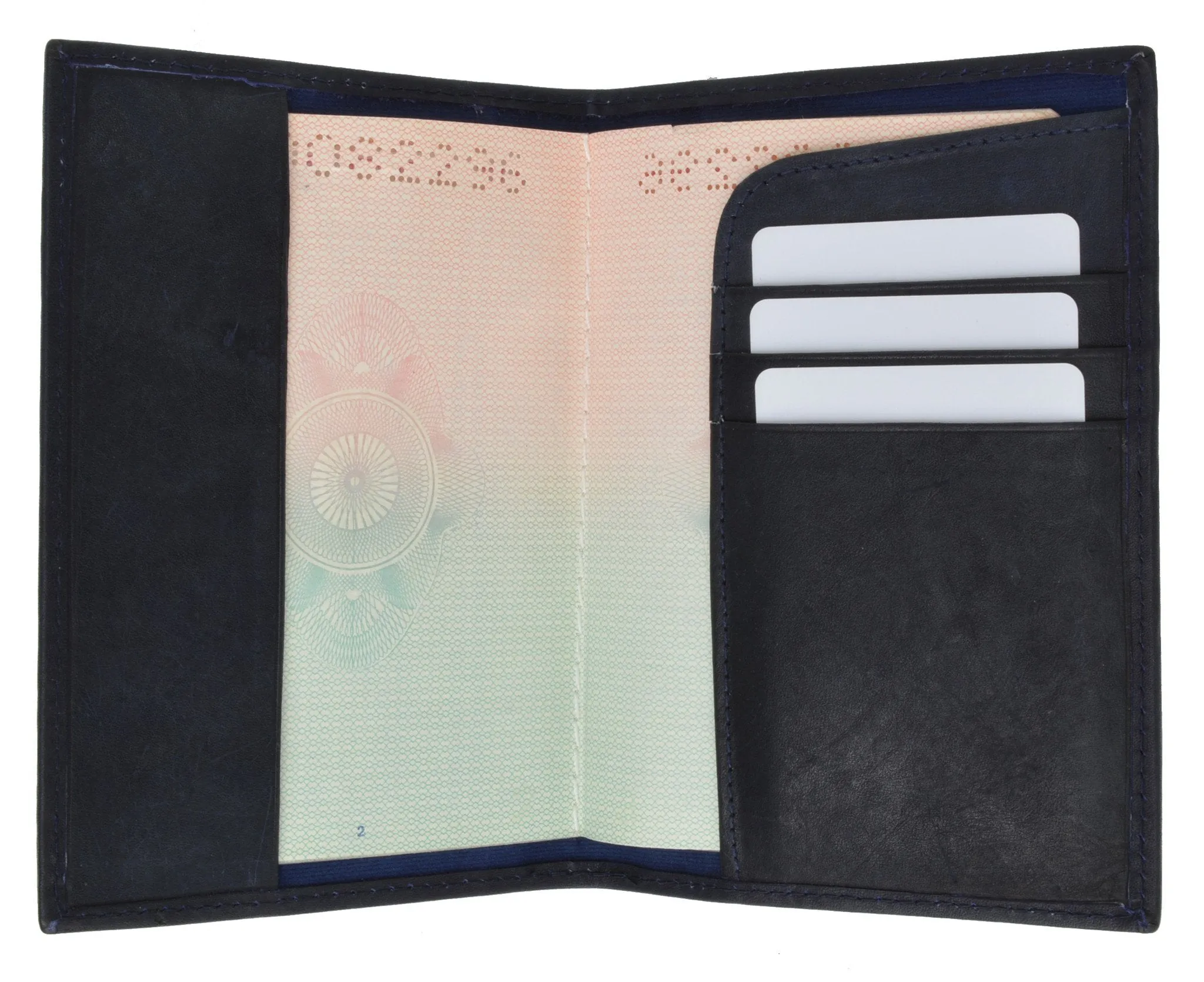 601CF USA-BLIND/Leather Passport wallet with Card holder