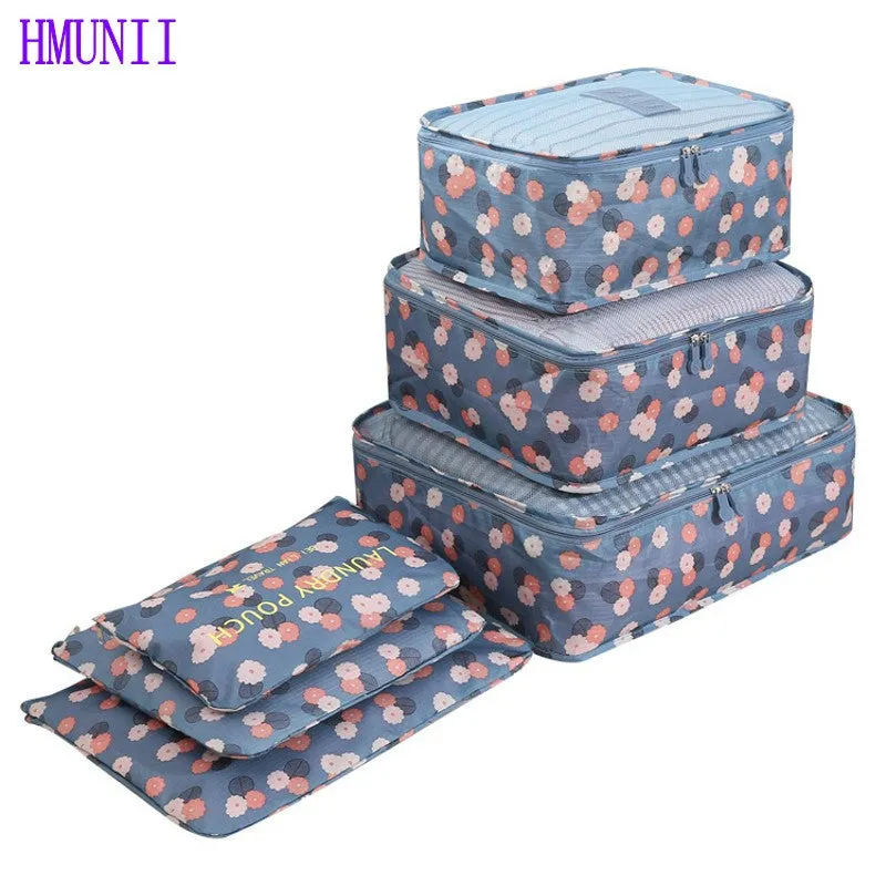 6PCS/Set High Quality Oxford Cloth Travel Mesh Bag  Luggage Organizer Packing Cube Organiser Travel Bags