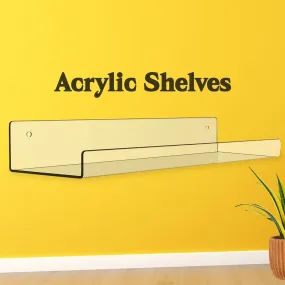 Acrylic Shelves, Clear Shelves Wall Mounted (38×11 Cm / 1 pc / With 2 Screw)