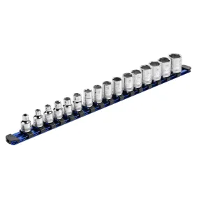 ARES 60117 - 3/8-Inch Drive Blue 17-Inch Socket Rail with Locking End Caps