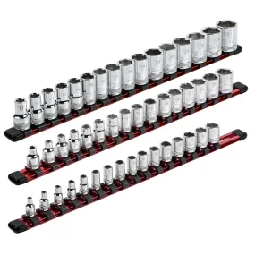 ARES 70204 - 3-Piece Red Aluminum Socket Rail Set