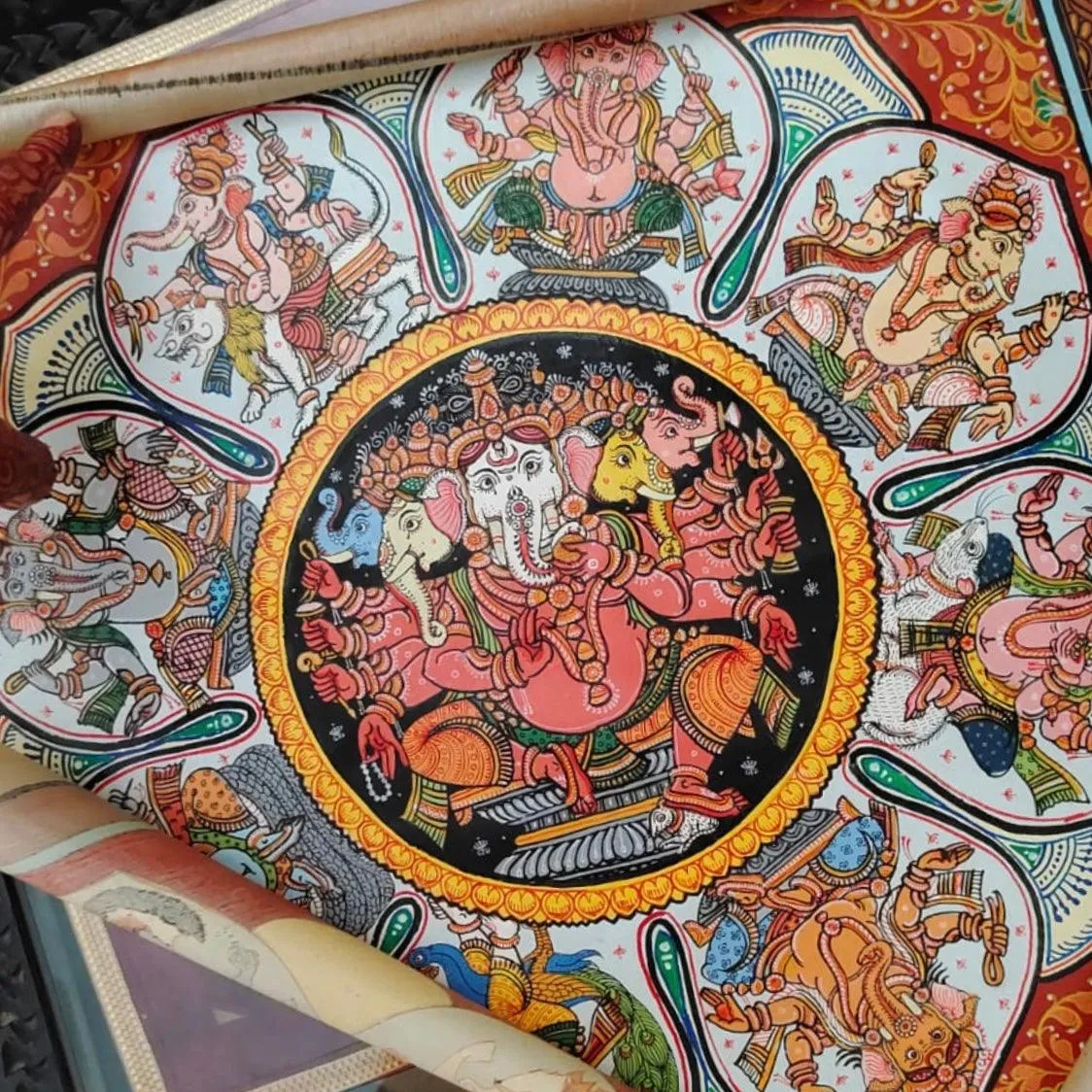 Ashtavinayaka Pattachitra Painting - Handpainted Wall Decor