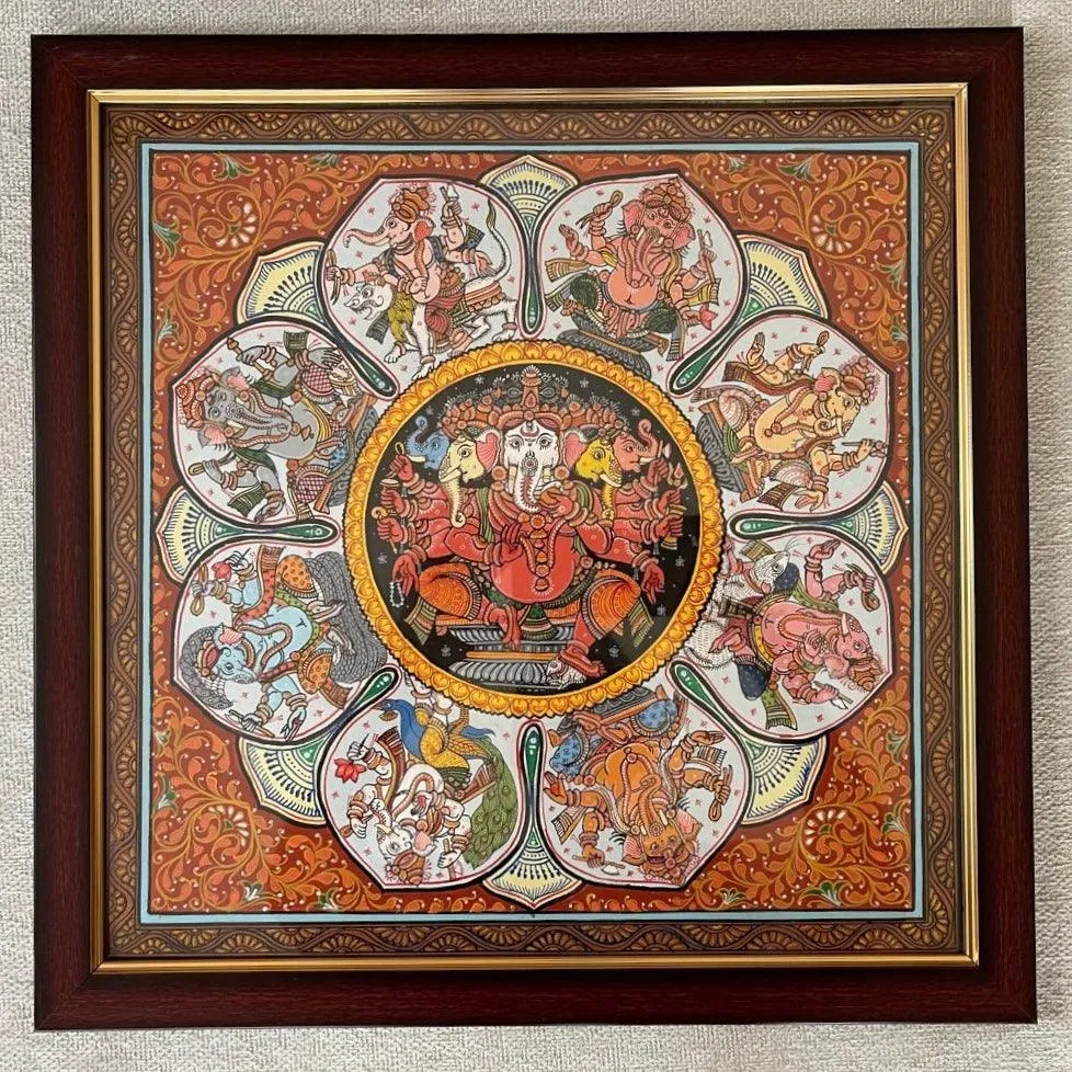 Ashtavinayaka Pattachitra Painting - Handpainted Wall Decor