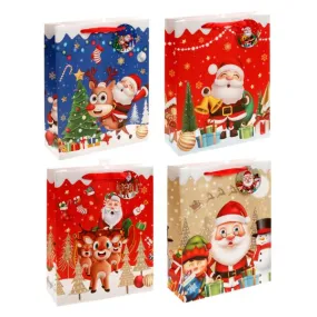 Assorted Christmas Santa Glitter Foil 210gsm Gift Bag - X Large