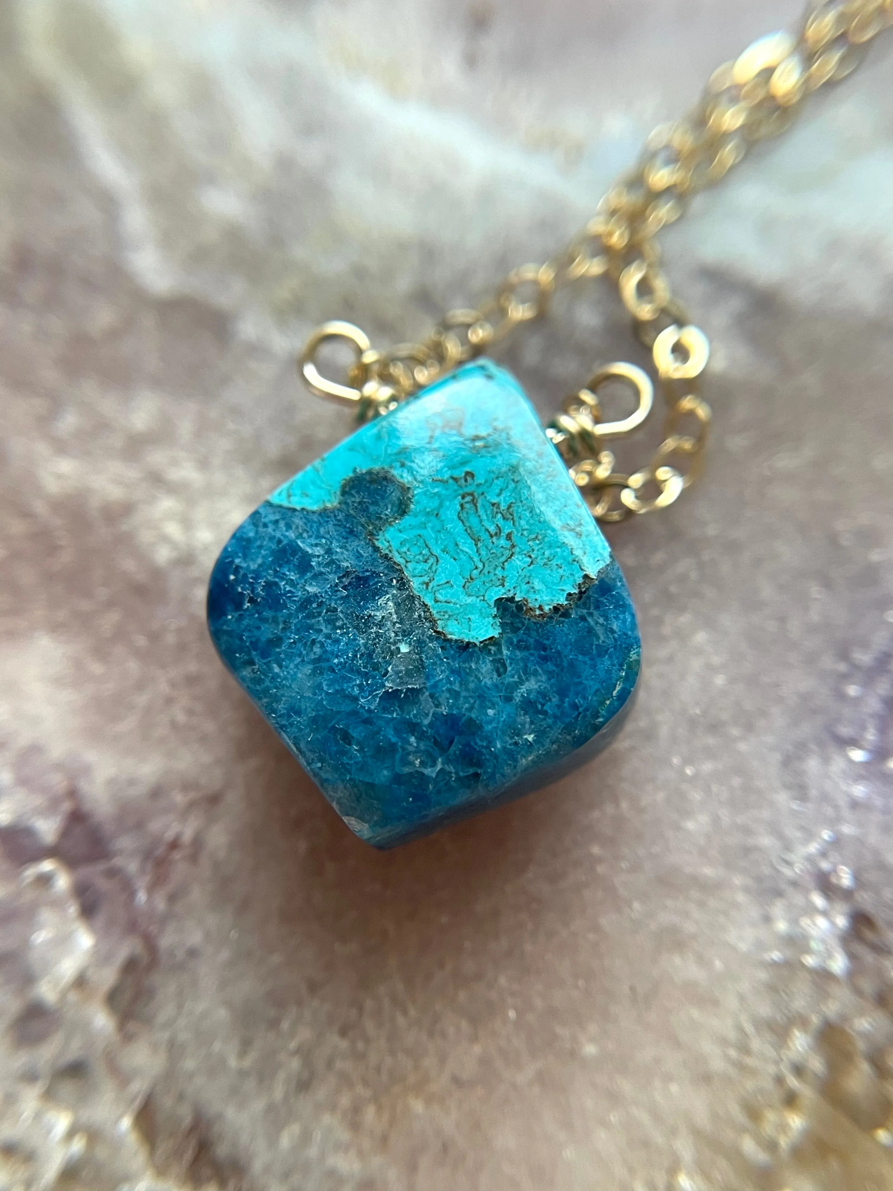 Azurite Chrysocolla Necklace - Stone Necklace - Chrysocolla Jewelry - Throat Chakra Necklace