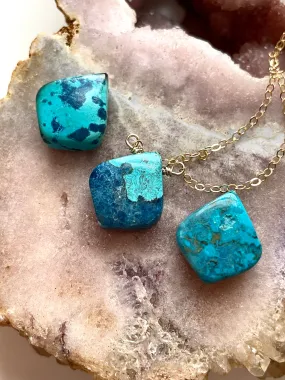 Azurite Chrysocolla Necklace - Stone Necklace - Chrysocolla Jewelry - Throat Chakra Necklace