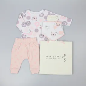 Baby Girls 4pc Gift Set - Pink Panda (PK6) (0-6M) E13332