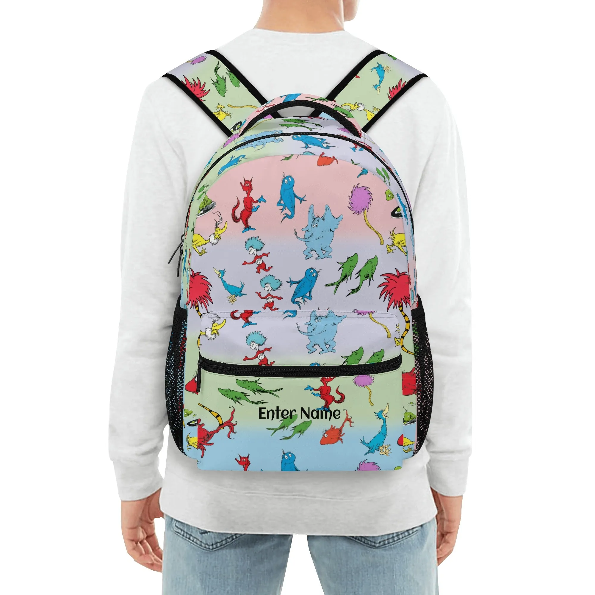 Back to School Supplies: Stylish & Durable Book Bags & Backpacks for Kids and Tweens. Cute Seuss Cartoon pattern