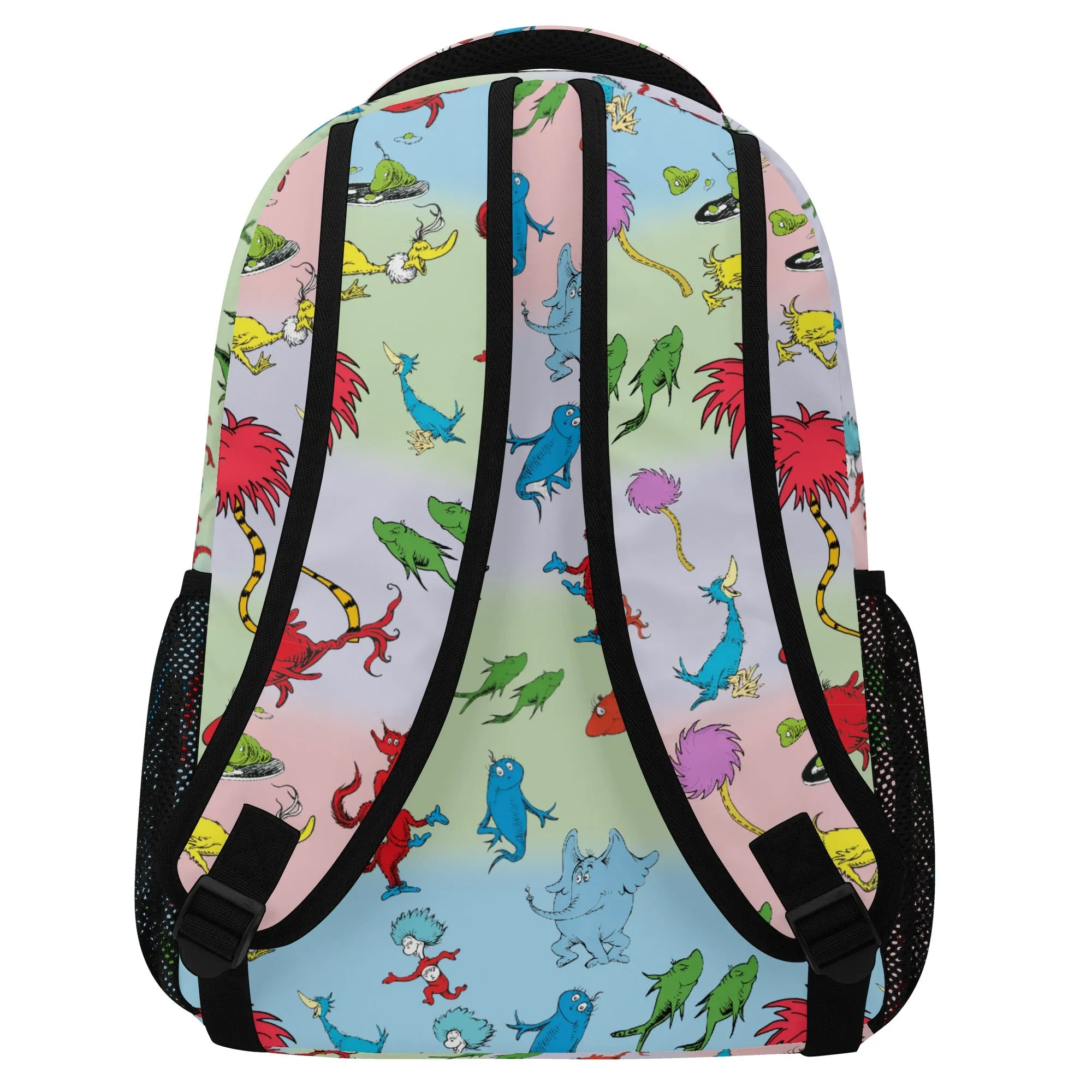 Back to School Supplies: Stylish & Durable Book Bags & Backpacks for Kids and Tweens. Cute Seuss Cartoon pattern