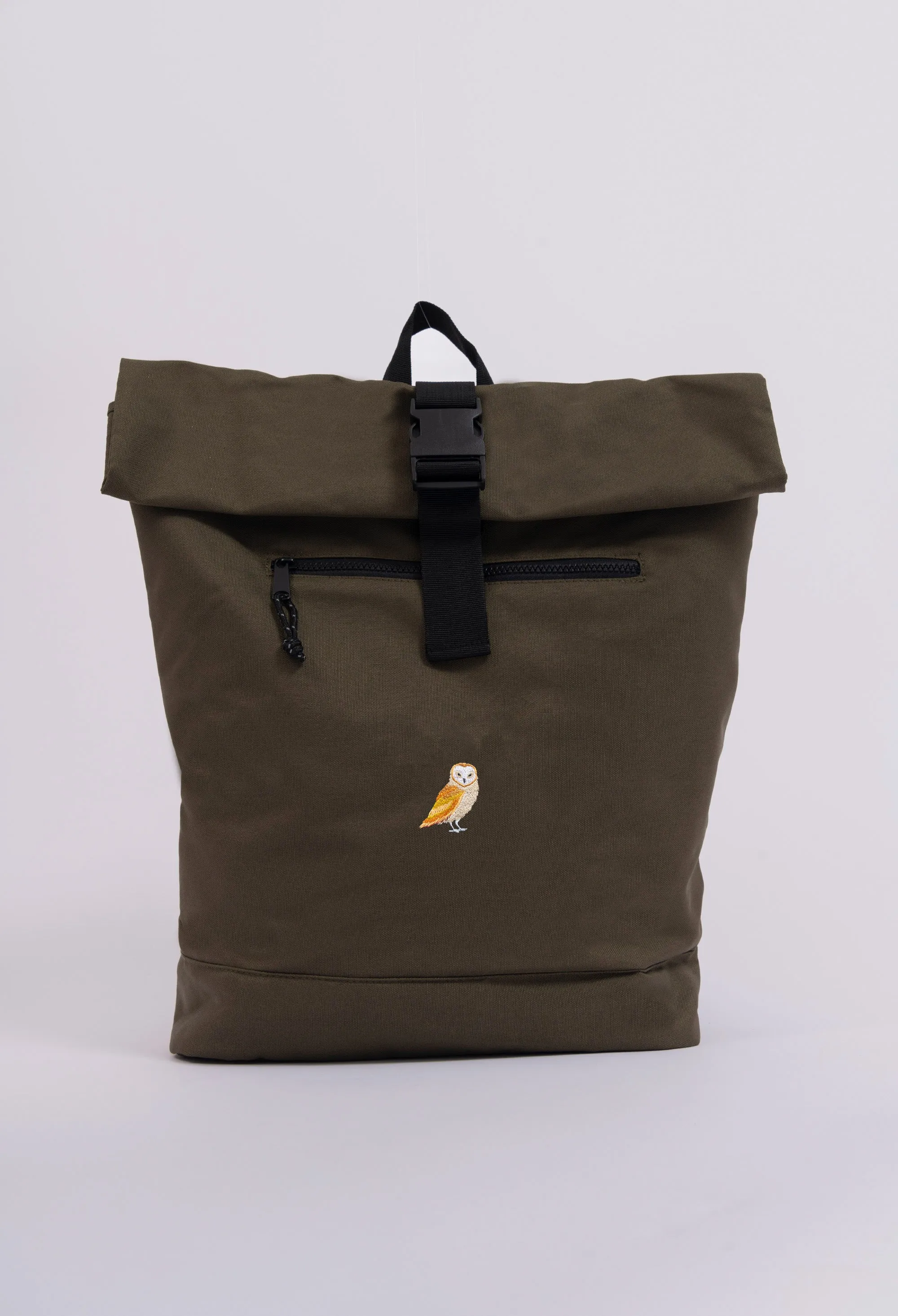 barn owl recycled roll-top backpack