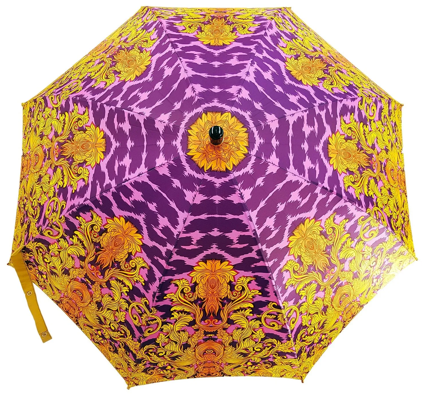 Beautifull Umbrella Features a Lilac & Gold Abstract Leopard Design