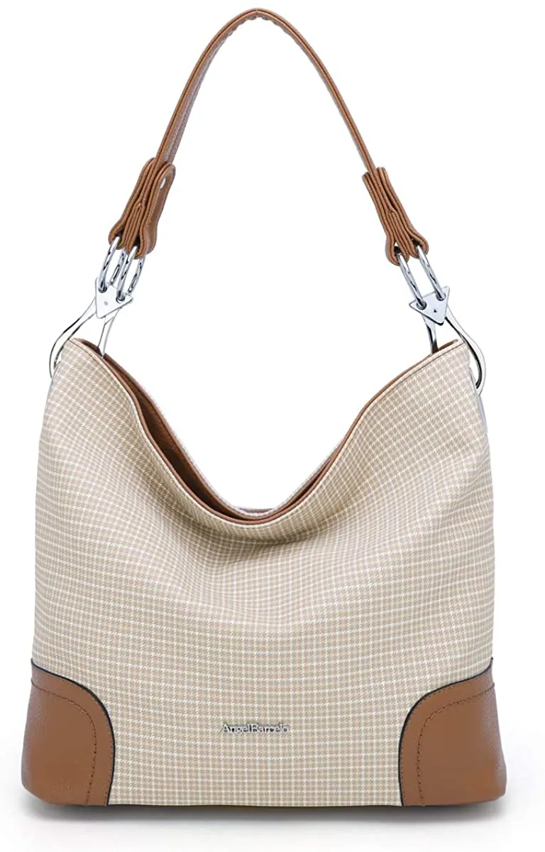 Beige Large Unique Shoulder Tote Handbag