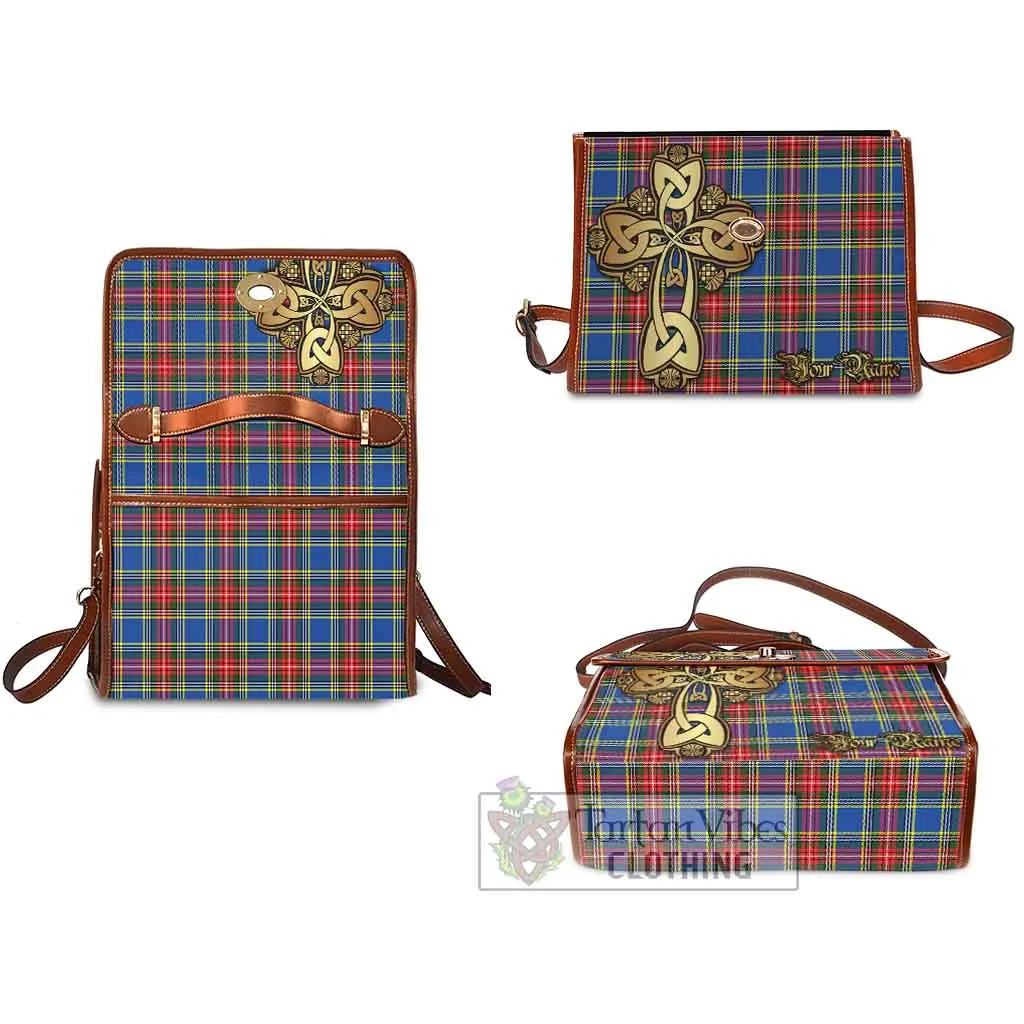 Bethune Tartan Waterproof Canvas Bag Golden Thistle Celtic Cross Style