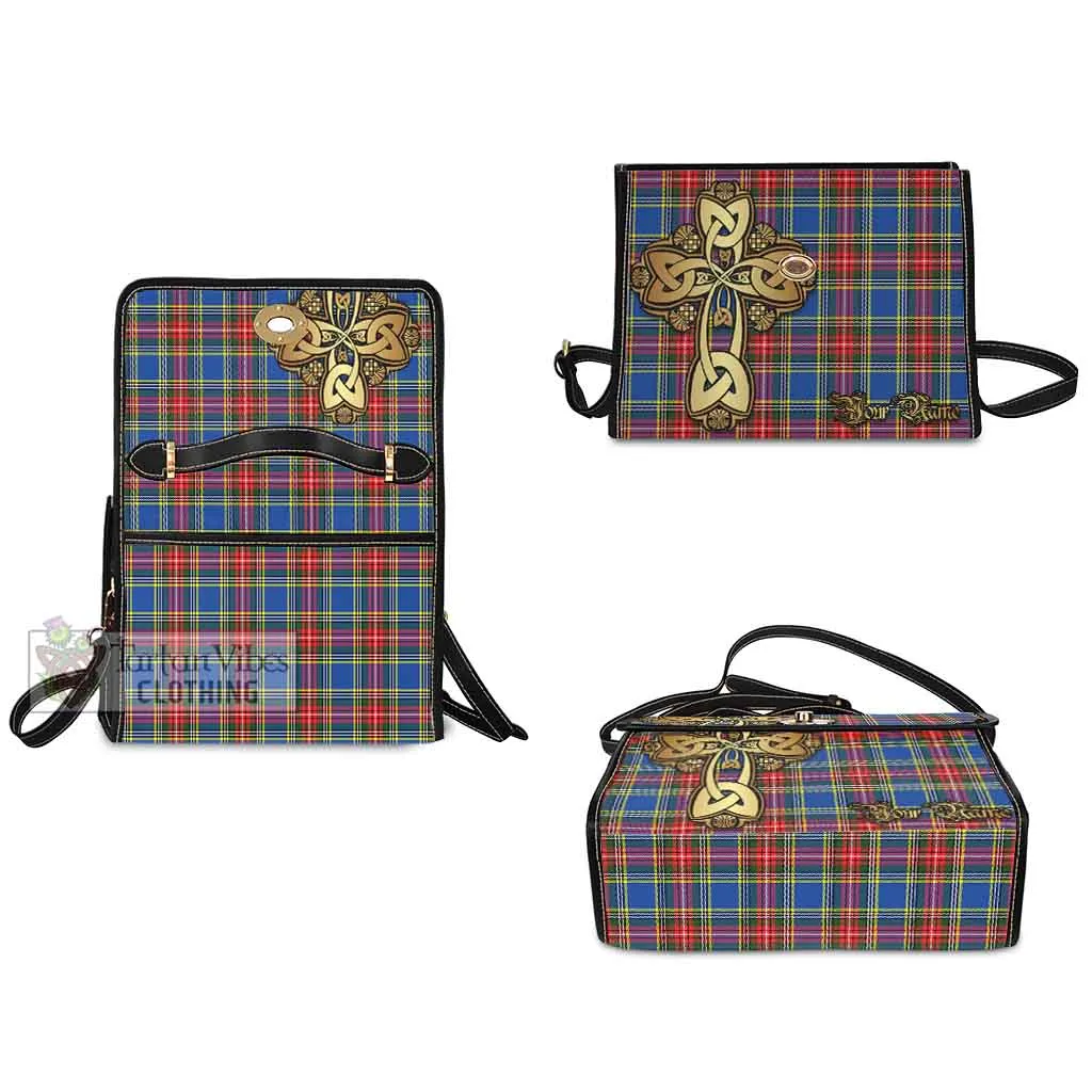 Bethune Tartan Waterproof Canvas Bag Golden Thistle Celtic Cross Style