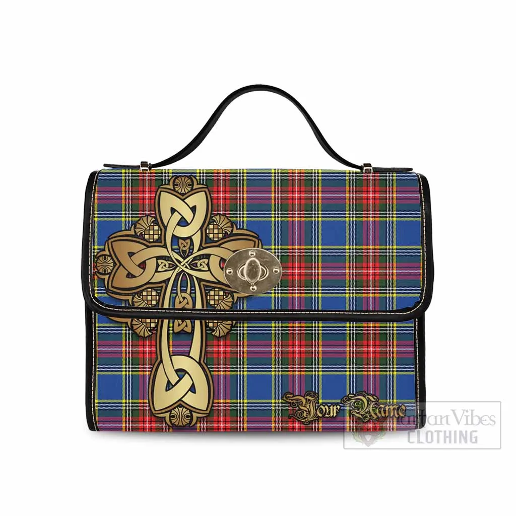 Bethune Tartan Waterproof Canvas Bag Golden Thistle Celtic Cross Style