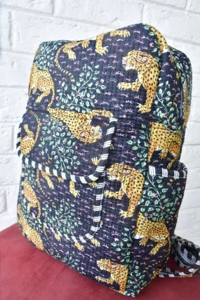 Black Leopard Print Backpack