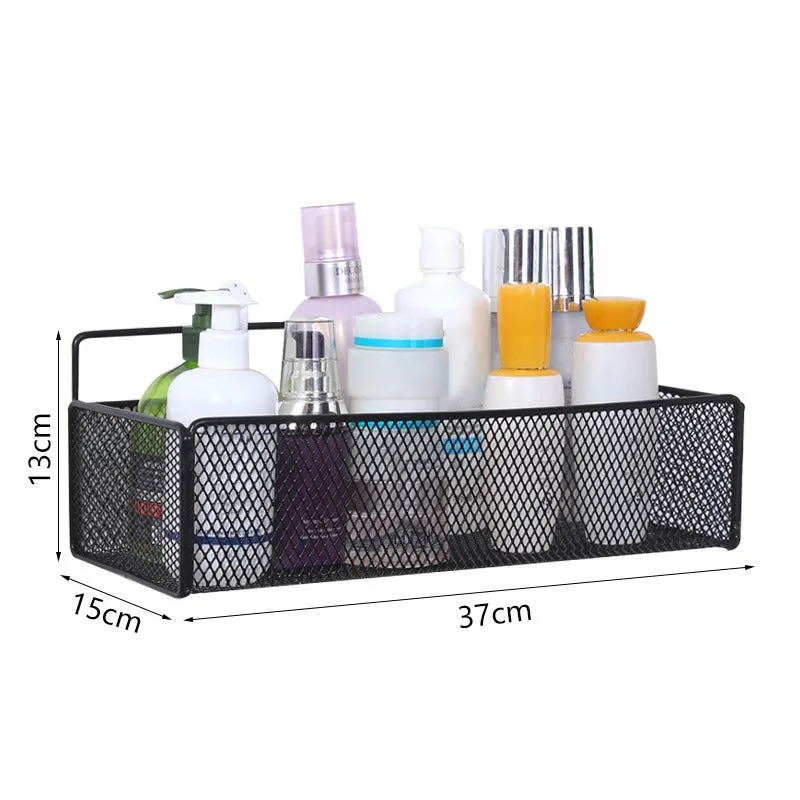 Black Wall-mounted Bathroom Shelf Shower Shampoo Rack Toilet