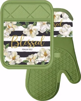 Blessed Magnolia Oven Mitt/Pot Holder Set