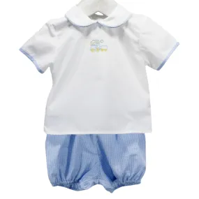 Blue Train Diaper Set