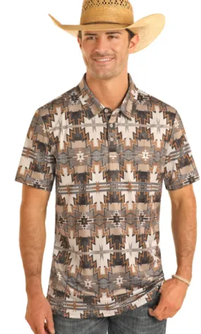 BM51T03973- Rock&Roll Denim Men's Aztec Print Polo