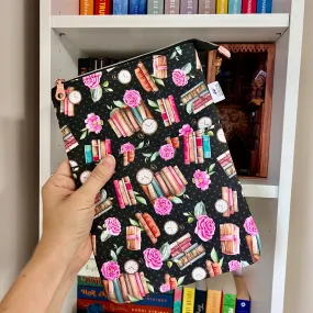 Books & Floral  -  Zippered Book Sleeve