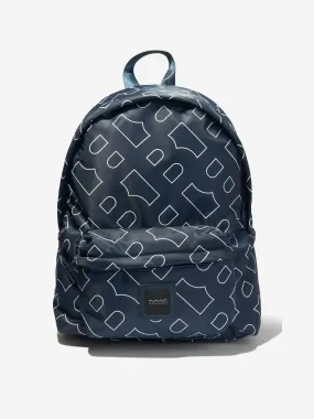 BOSS Kids Monogram Backpack In Navy