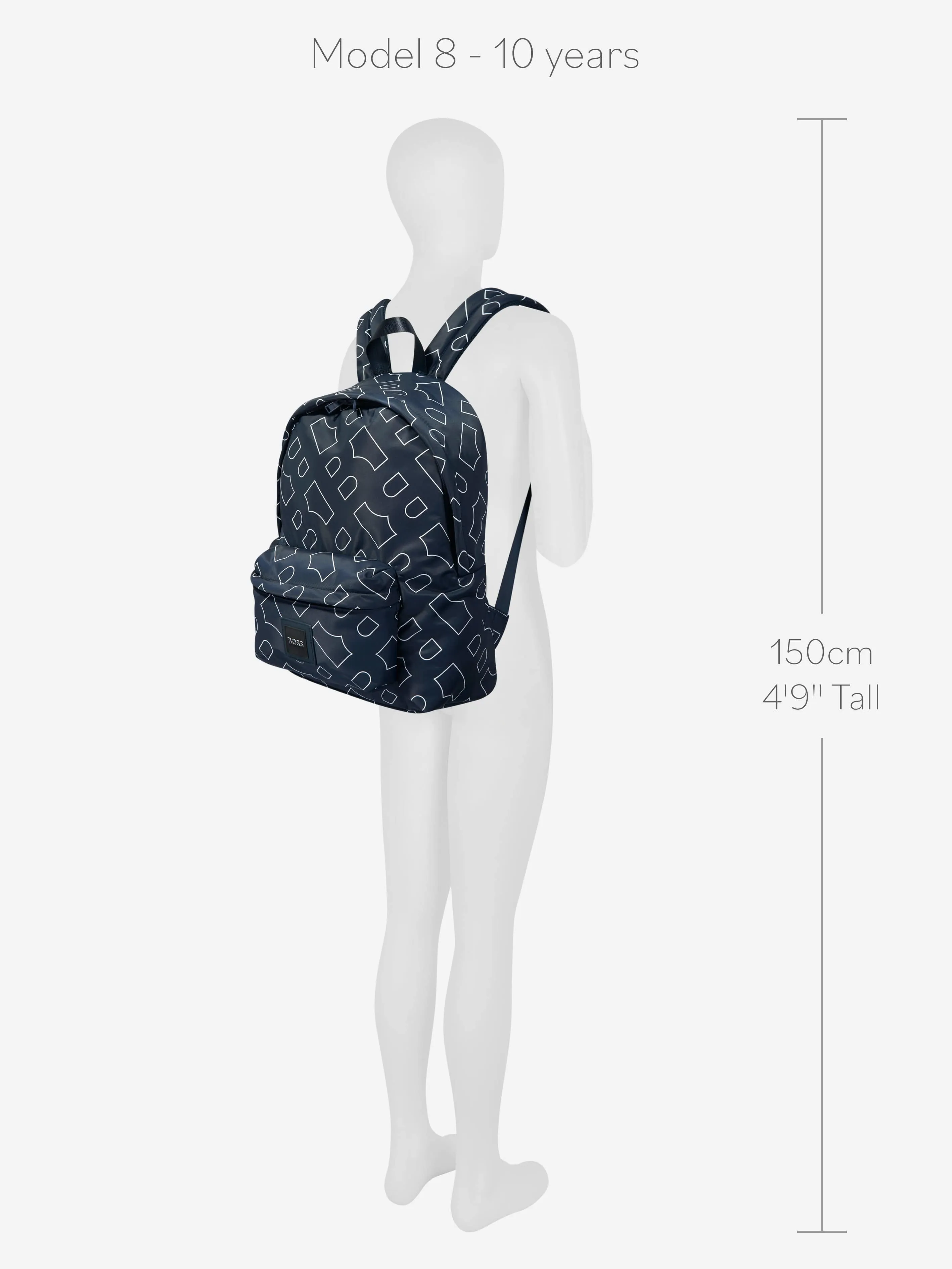 BOSS Kids Monogram Backpack In Navy