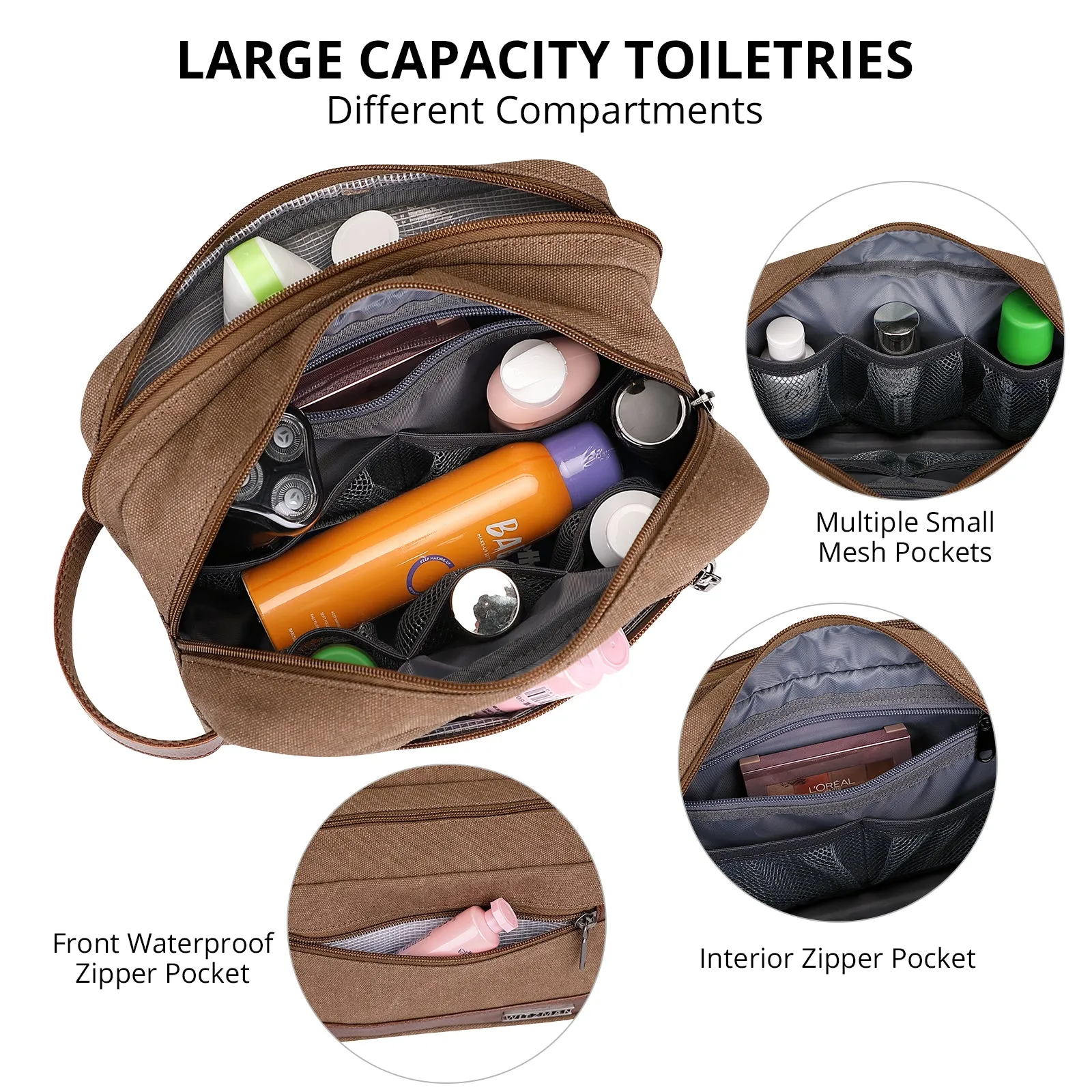 Canvas Travel Toiletry Bag for Men