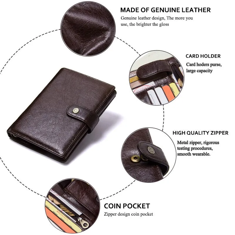 Casual Genuine Leather Wallet Men Passport Holder Coin Purse PORTFOLIO MAN Portomonee Short Wallets Passport Cover Travel Bag