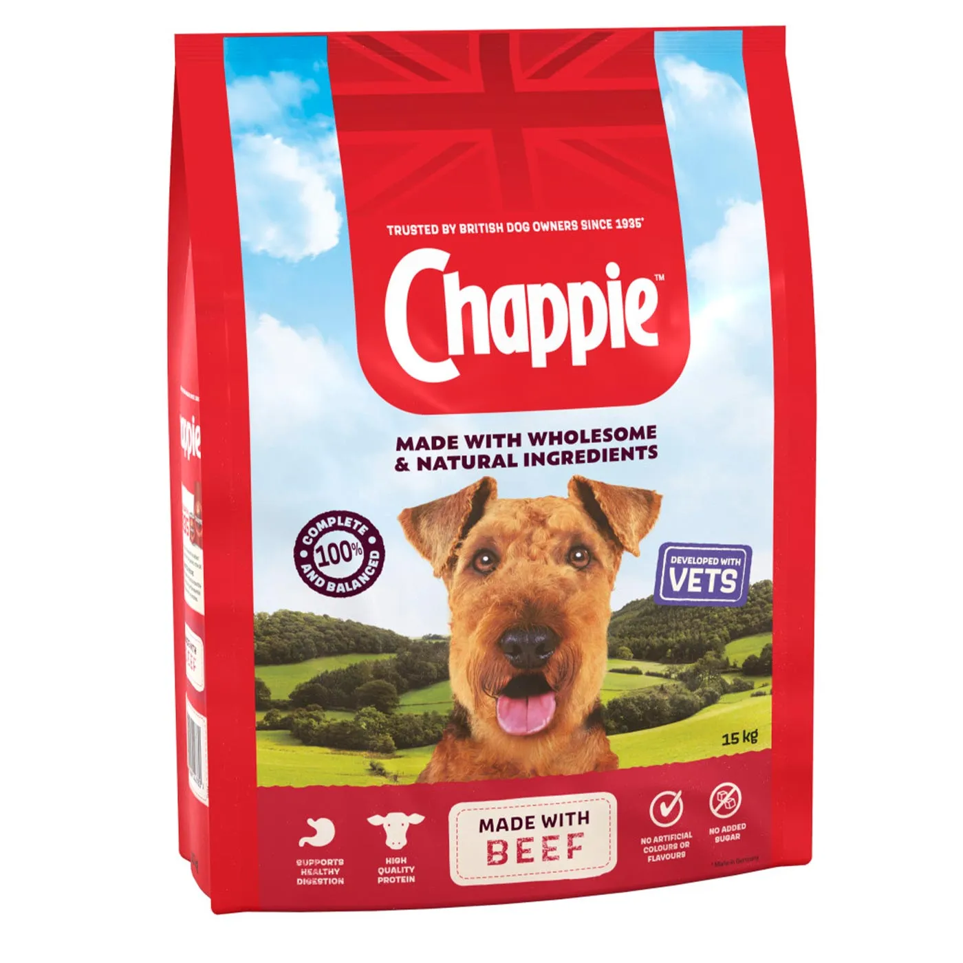 Chappie Complete Adult Dry Dog Food with Beef & Wholegrain Cereal 15KG