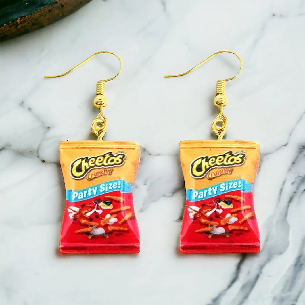 Chips Earrings - Chip Bag Earrings, Potato Chip Earrings, Handmade Earrings, Snack Food, Food Earrings