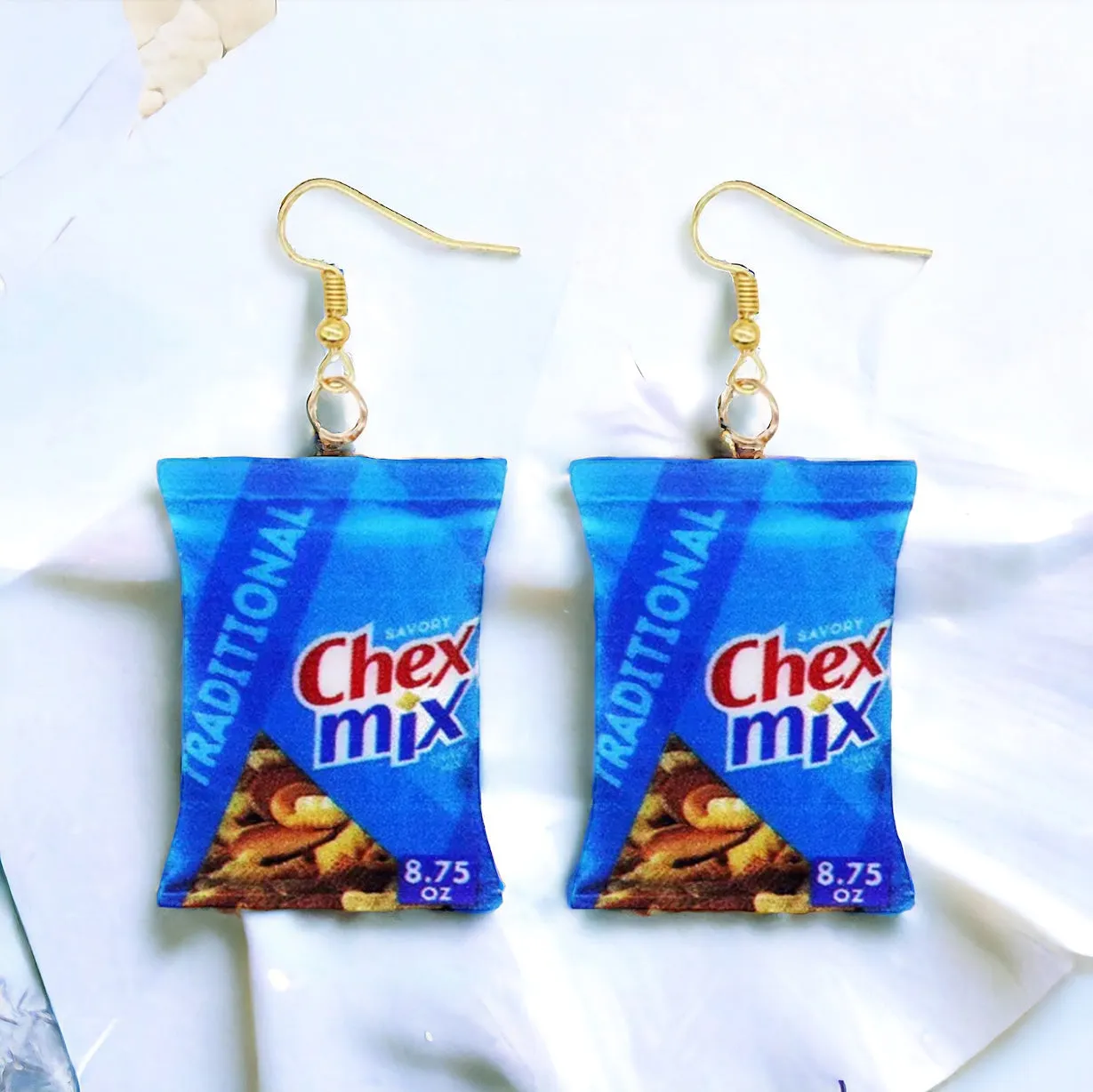 Chips Earrings - Chip Bag Earrings, Potato Chip Earrings, Handmade Earrings, Snack Food, Food Earrings