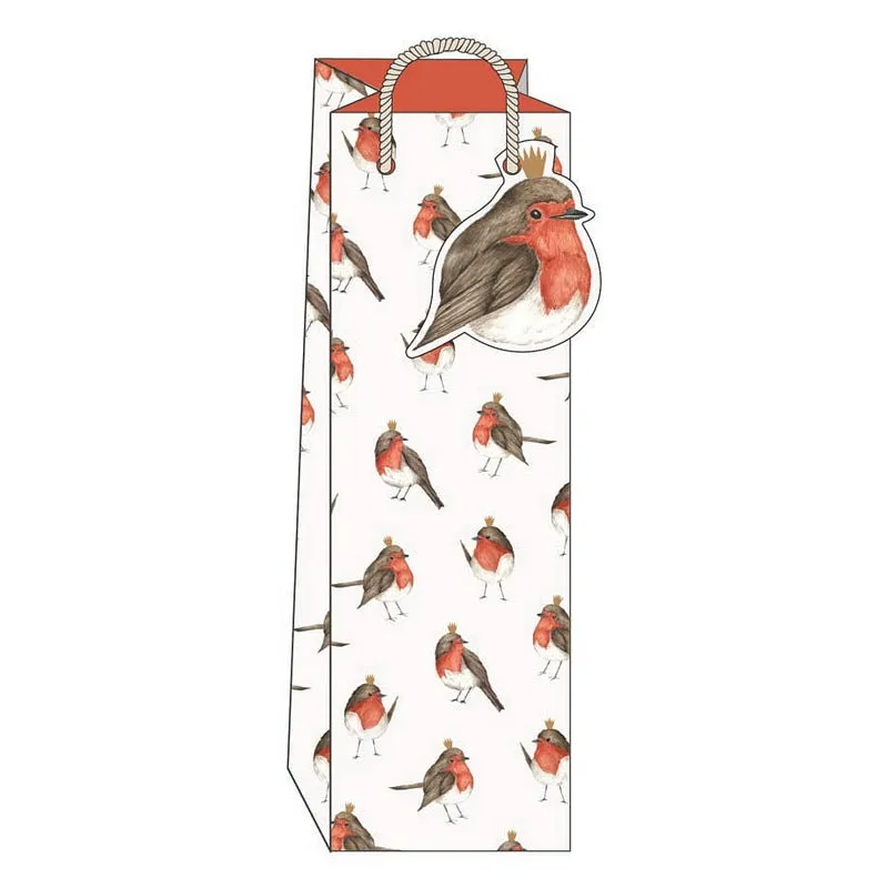 Christmas Robins Bottle Gift Bag