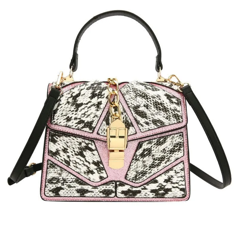 Color Block Hand-held Small Square Bag with Gold Hardware