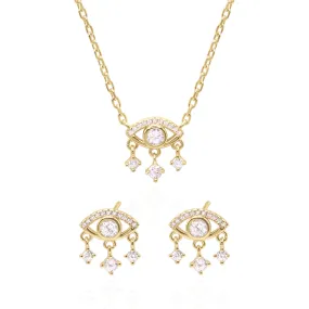 Crystal Eye Gift Set | Earrings & Necklace | 18k Gold Plated