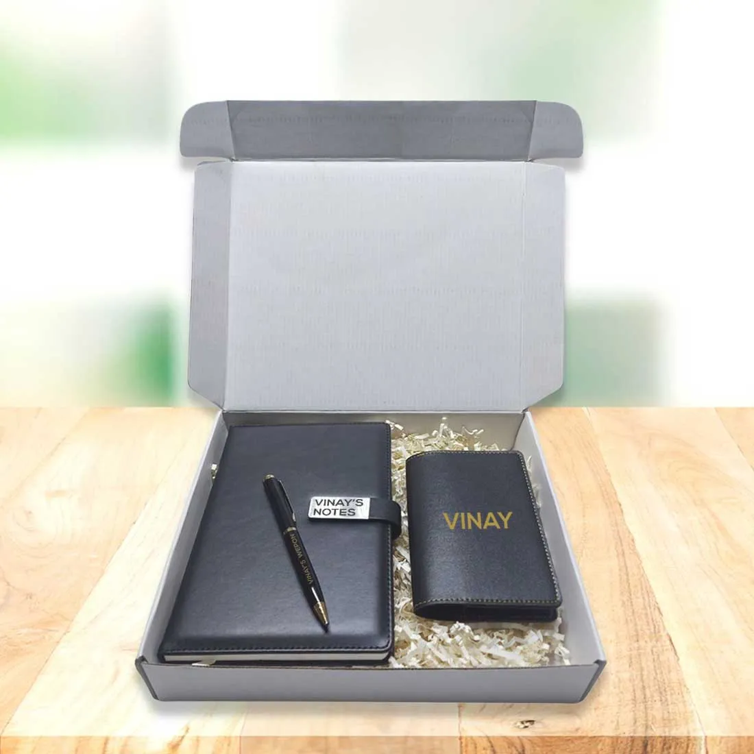 Custom Gift Set with Personalized Diary Pen and Passport Cover Sleeve