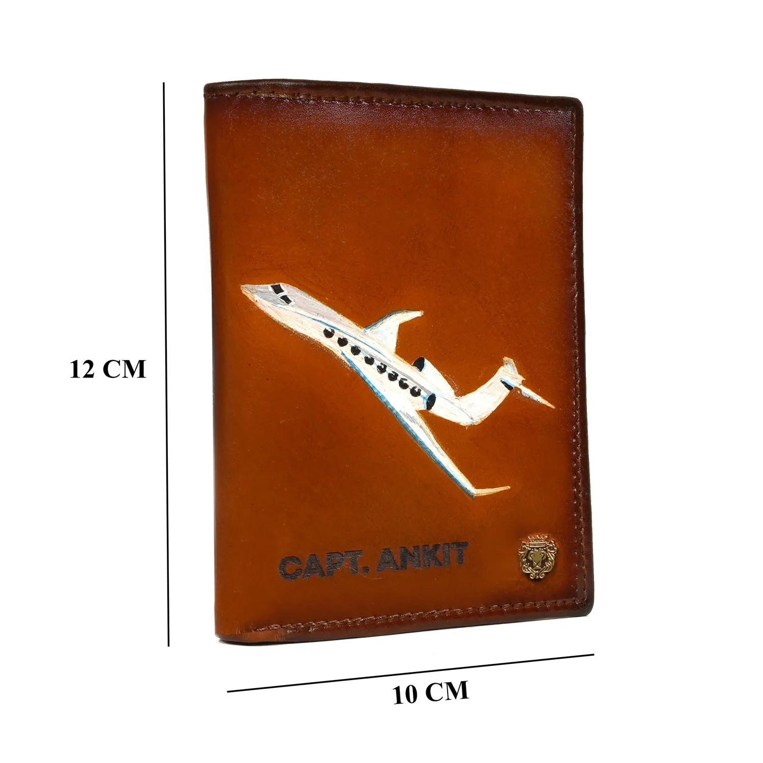 Customized Passport Holder Hand-paint Aero plane with Laser Name Initial