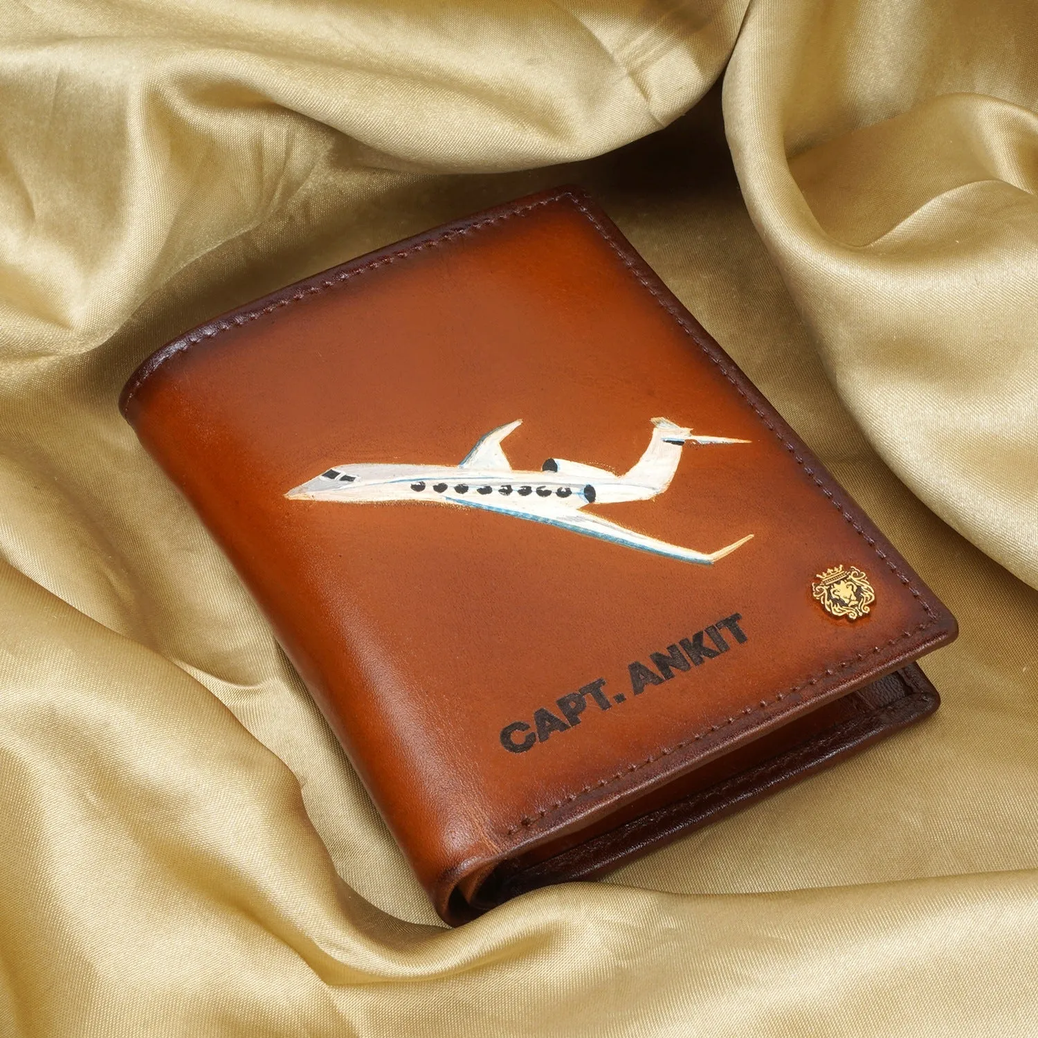 Customized Passport Holder Hand-paint Aero plane with Laser Name Initial