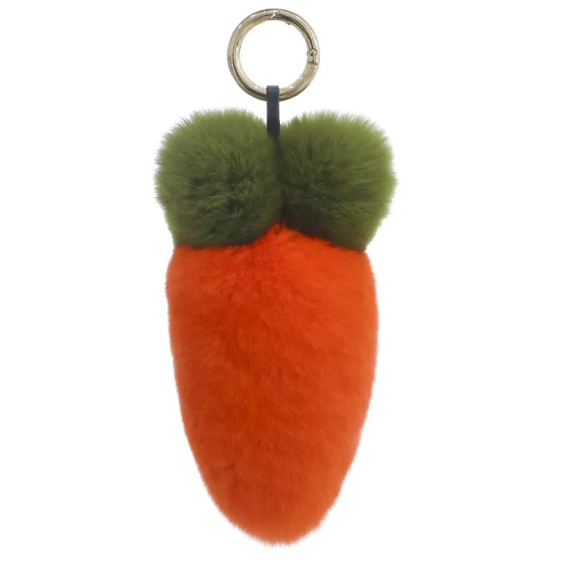 Cute Otter Rabbit Fur Carrot Keychain Plush Toy Bag Accessory